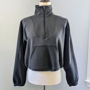 AS Revival Altar’d State Charcoal Quarter-Zip Sweatshirt Cropped Pullover Preppy